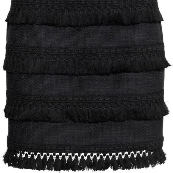 NWT Black Pencil Skirt with Tassel Trim Size 4 - Picture 4 of 5